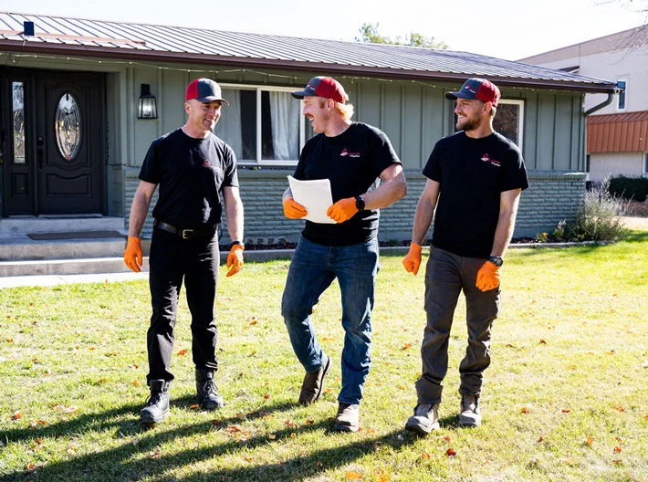 team at customer home